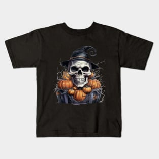 Halloween Skull Witch gift Pumpkin Kids T-Shirt